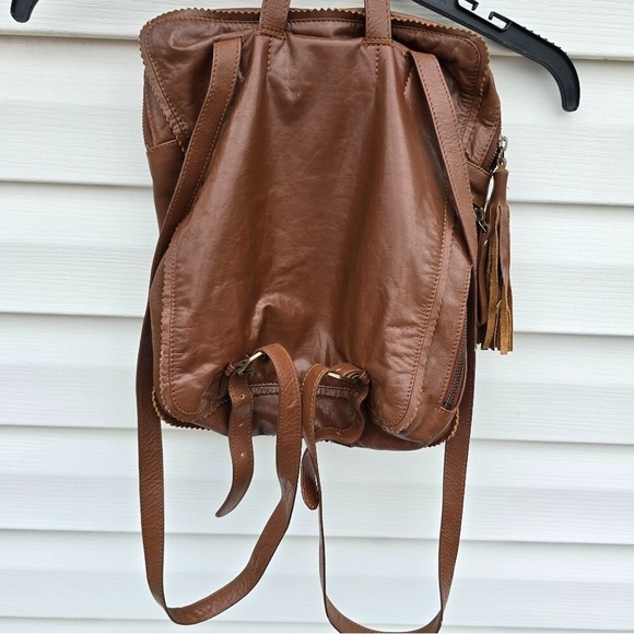 Latico NJ USA Women's Pecan Brown Leather Backpack Pocketbook Tassel Zip Up Tote - Picture 11 of 11